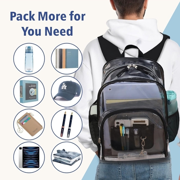 Transparent Black Trim Backpack - Picture 4 of 7